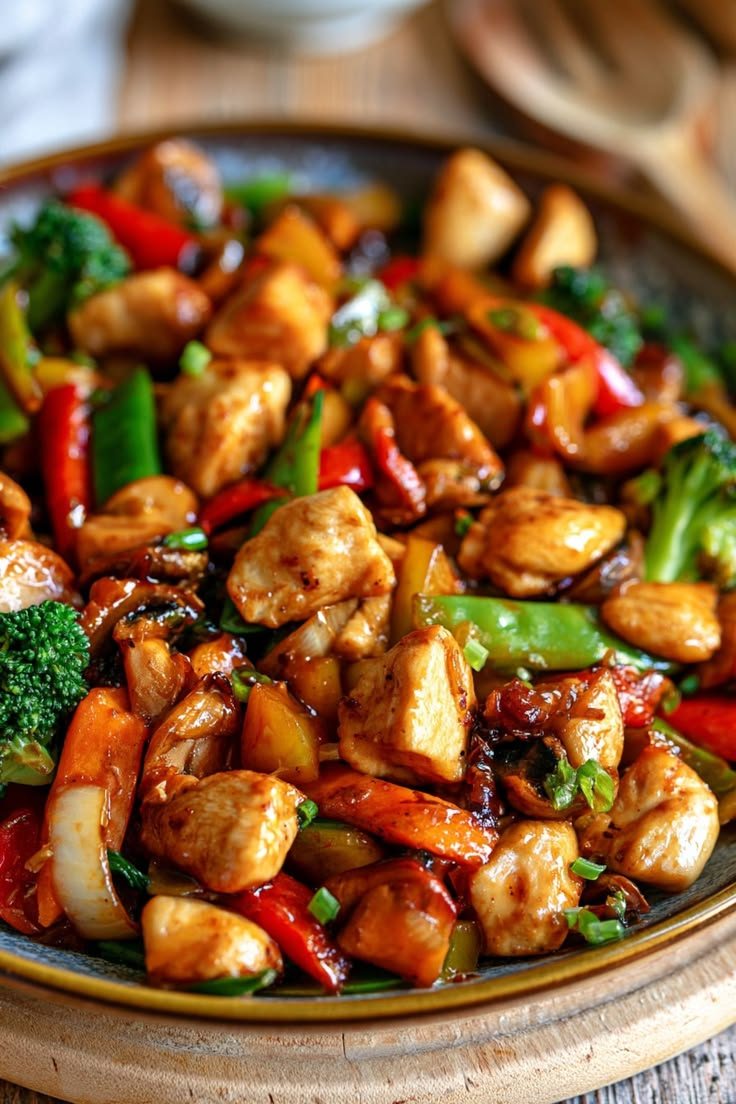 Wok de pollo y vegetales